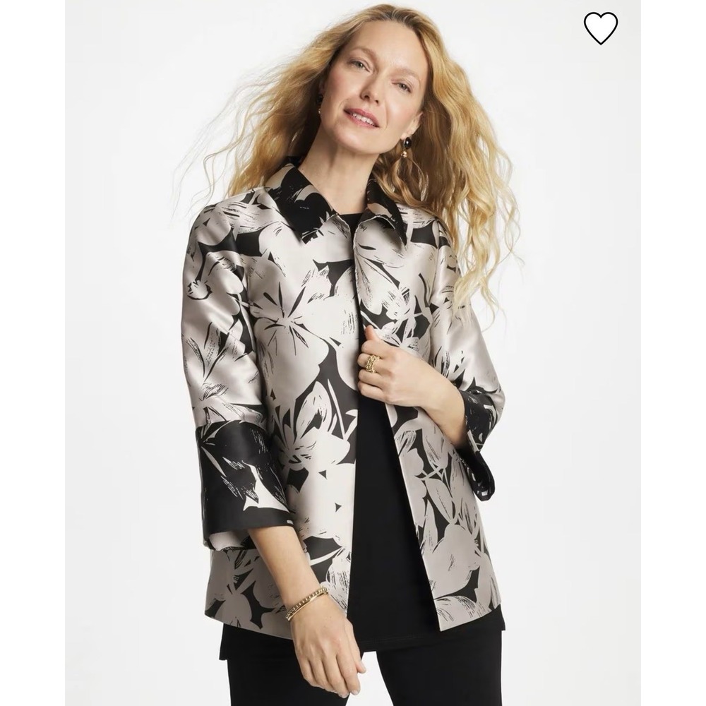 Chico's Travelers Collection Floral Jacquard Jacket Size 1 NEW!